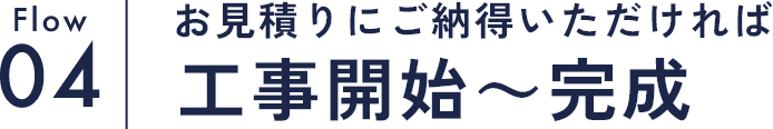 Flow04 お見積りにご納得いただければ工事開始～完成