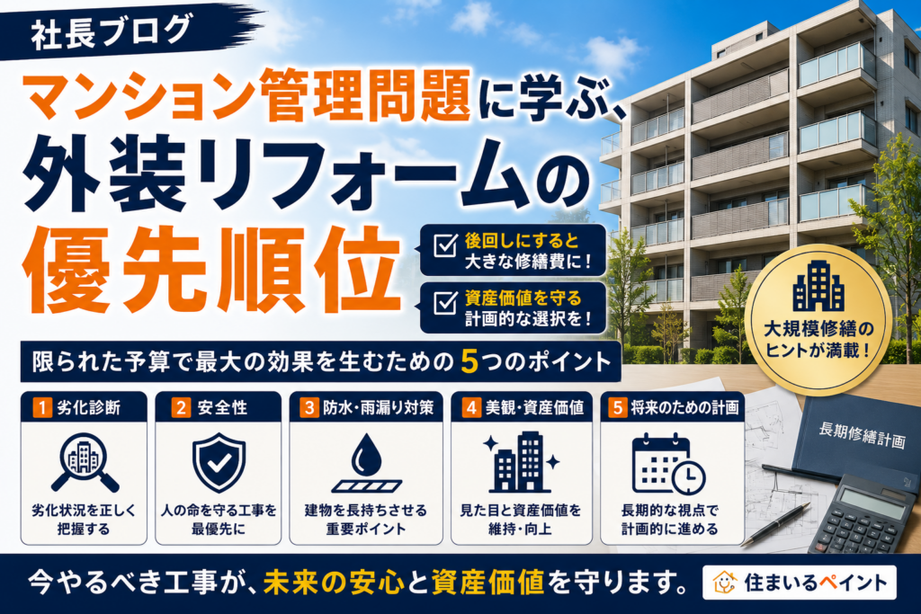 マンション管理問題に学ぶ、外装リフォームの優先順位