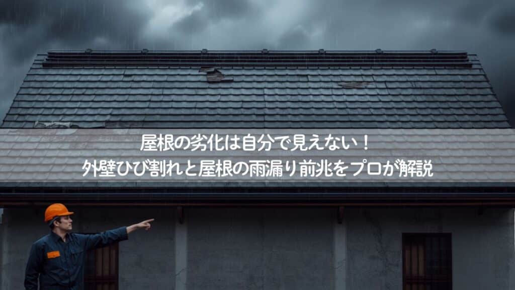 外壁のひび割れと屋根の劣化状態を点検する住まいるペイントの専門家