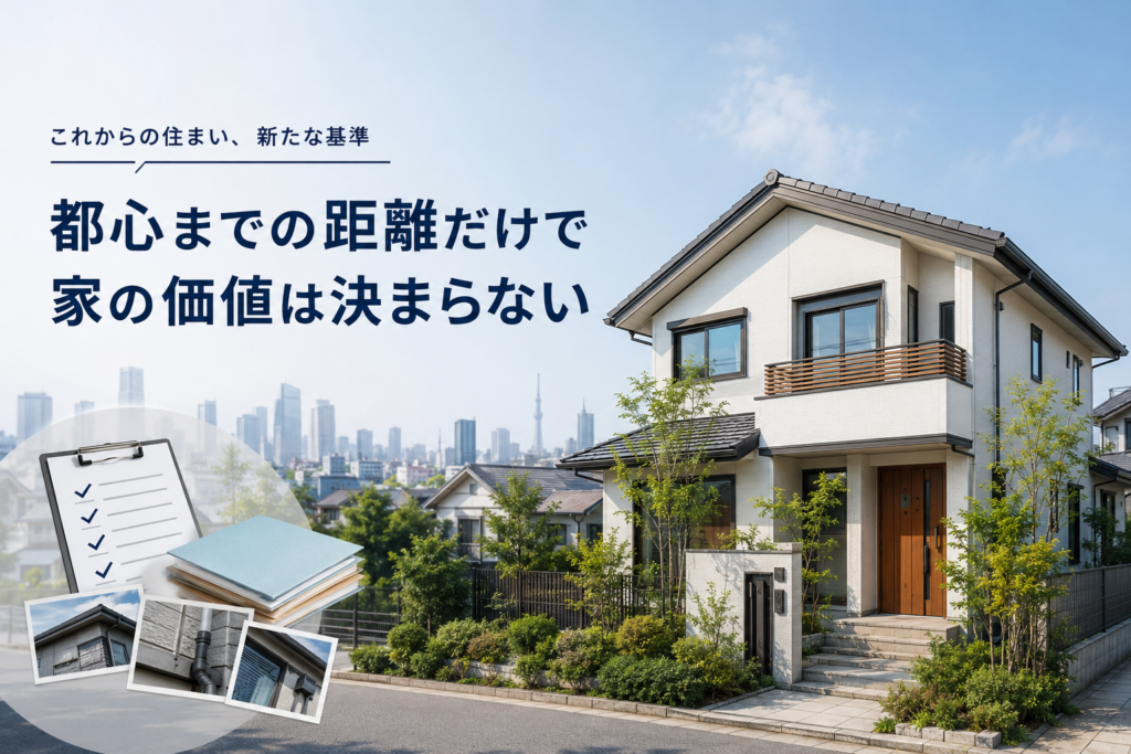 都心からの距離だけでなく修繕履歴や外壁塗装の記録が住宅価値を左右するイメージ