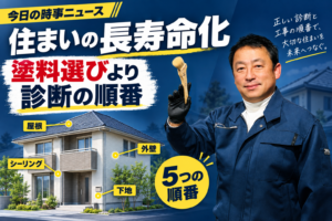 住まいの長寿命化について、塗料選びより建物診断の順番が大切だと説明する堺俊之